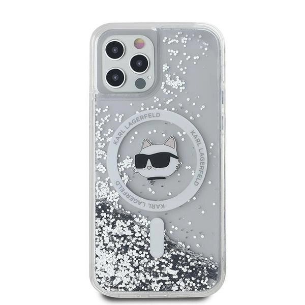Etui Karl Lagerfeld Liquid Glitter Choupette Head MagSafe na iPhone 12 / 12 Pro - przezroczyste