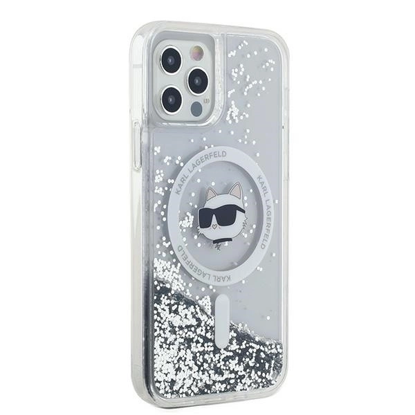 Etui Karl Lagerfeld Liquid Glitter Choupette Head MagSafe na iPhone 12 / 12 Pro - przezroczyste