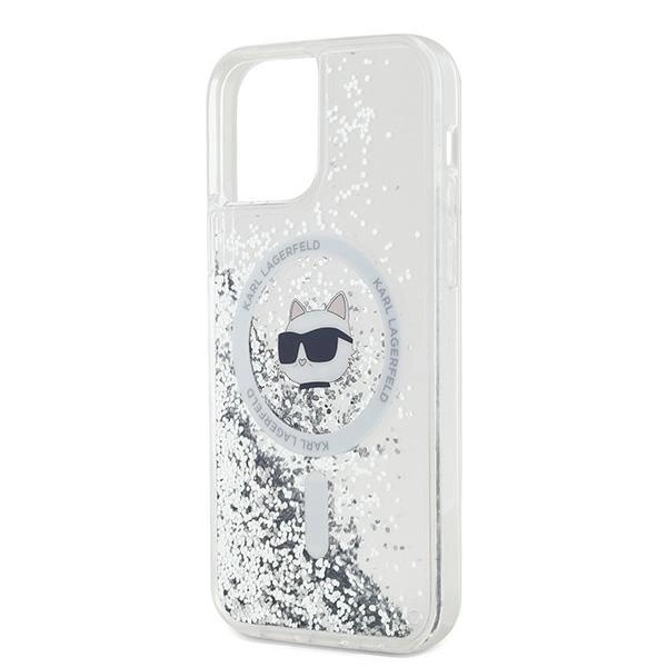 Etui Karl Lagerfeld Liquid Glitter Choupette Head MagSafe na iPhone 12 / 12 Pro - przezroczyste