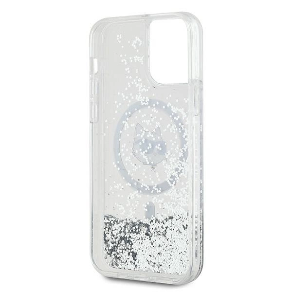 Etui Karl Lagerfeld Liquid Glitter Choupette Head MagSafe na iPhone 12 / 12 Pro - przezroczyste