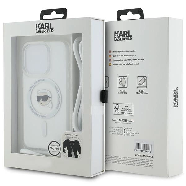 Etui Karl Lagerfeld Crossbody IML Karl Head MagSafe na iPhone 15 Pro - przezroczyste