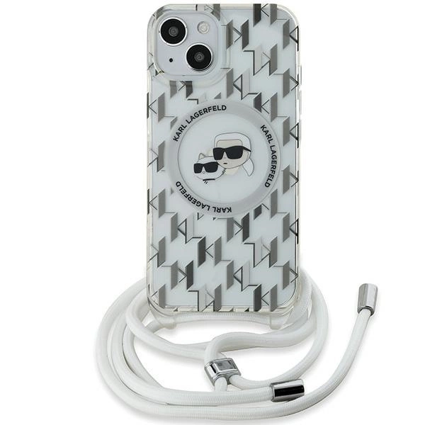 Etui Karl Lagerfeld IML Crossbody Monogram Karl & Choupette Head MagSafe na iPhone 15 / 14 / 13 - przezroczyste