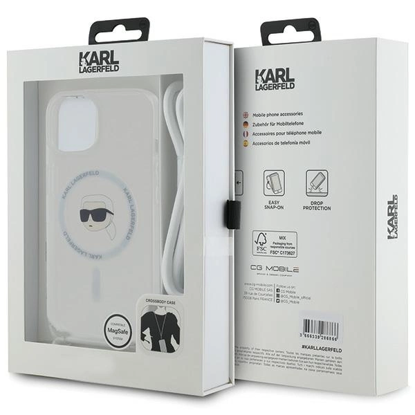 Etui Karl Lagerfeld Crossbody IML Karl Head MagSafe na iPhone 15 / 14 / 13 - przezroczyste