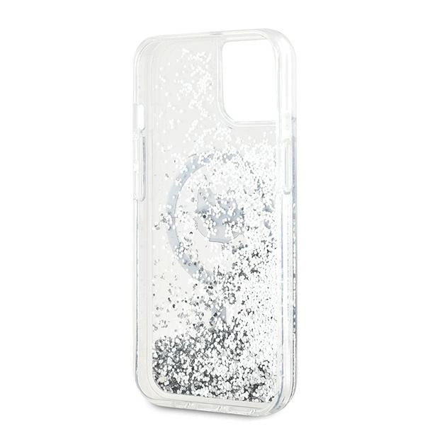 Etui Karl Lagerfeld Liquid Glitter Choupette Head MagSafe na iPhone 15 / 14 / 13 - przezroczyste