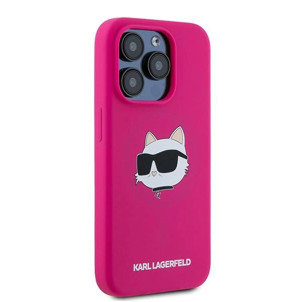 Etui Karl Lagerfeld Silicone Choupette Head MagSafe na iPhone 15 Pro Max - różowe