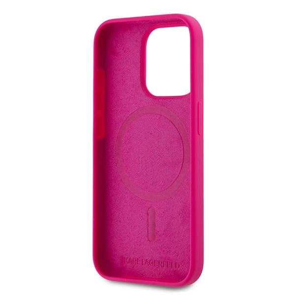 Etui Karl Lagerfeld Silicone Choupette Head MagSafe na iPhone 15 Pro Max - różowe