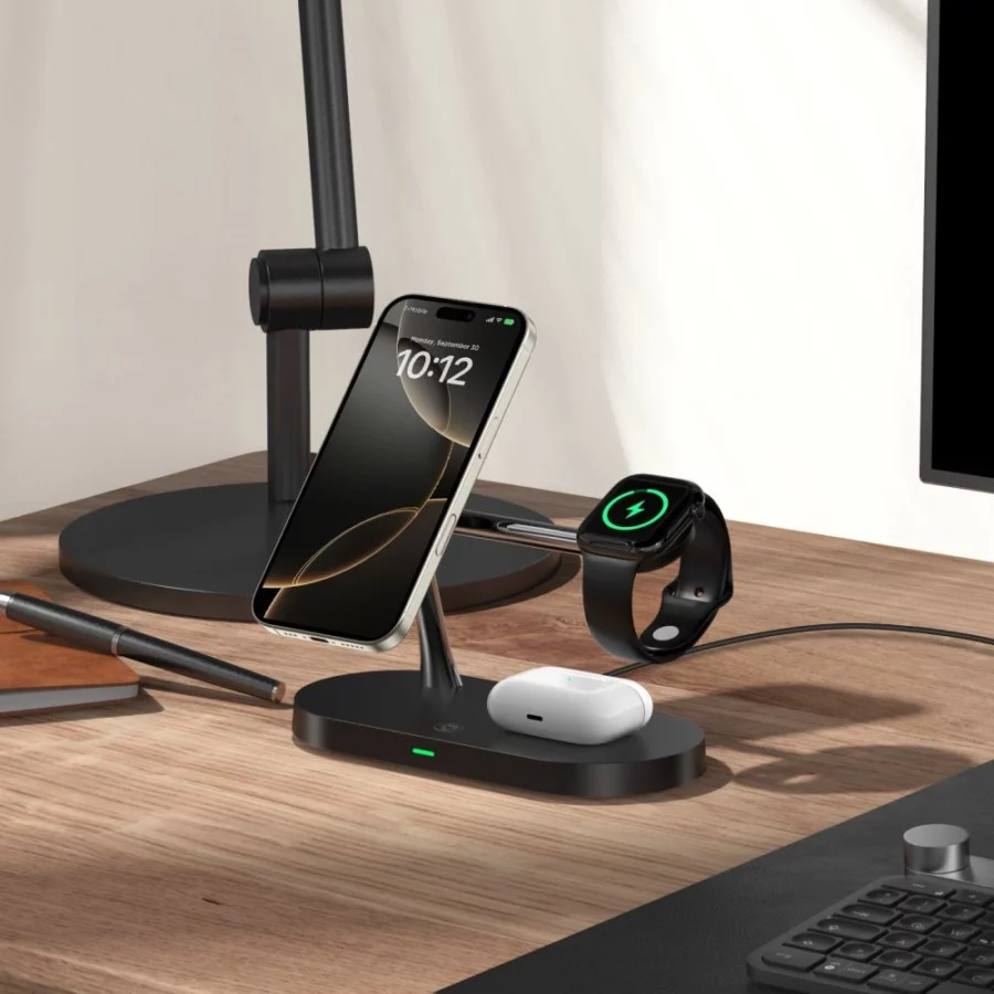 Ładowarka Tech-Protect A12 indukcyjna 3w1 MagSafe na smartfon / słuchawki / smartwatch - czarna