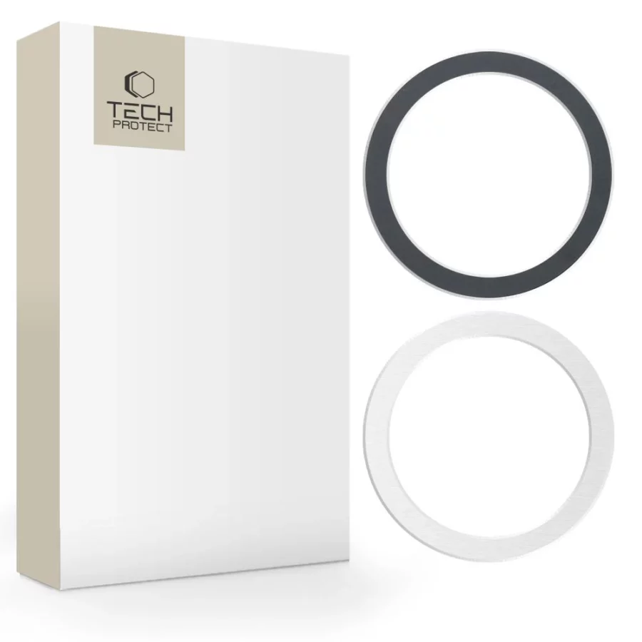 Pierścień magnetyczny Tech-Protect MagMat MagSafe uniwersalny - czarny / srebrny (2 szt.)