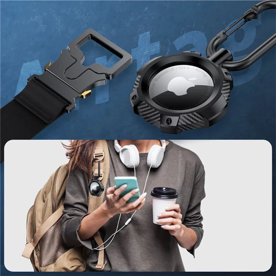Etui Tech-Protect TPUCarbon na Apple AirTag - czarne