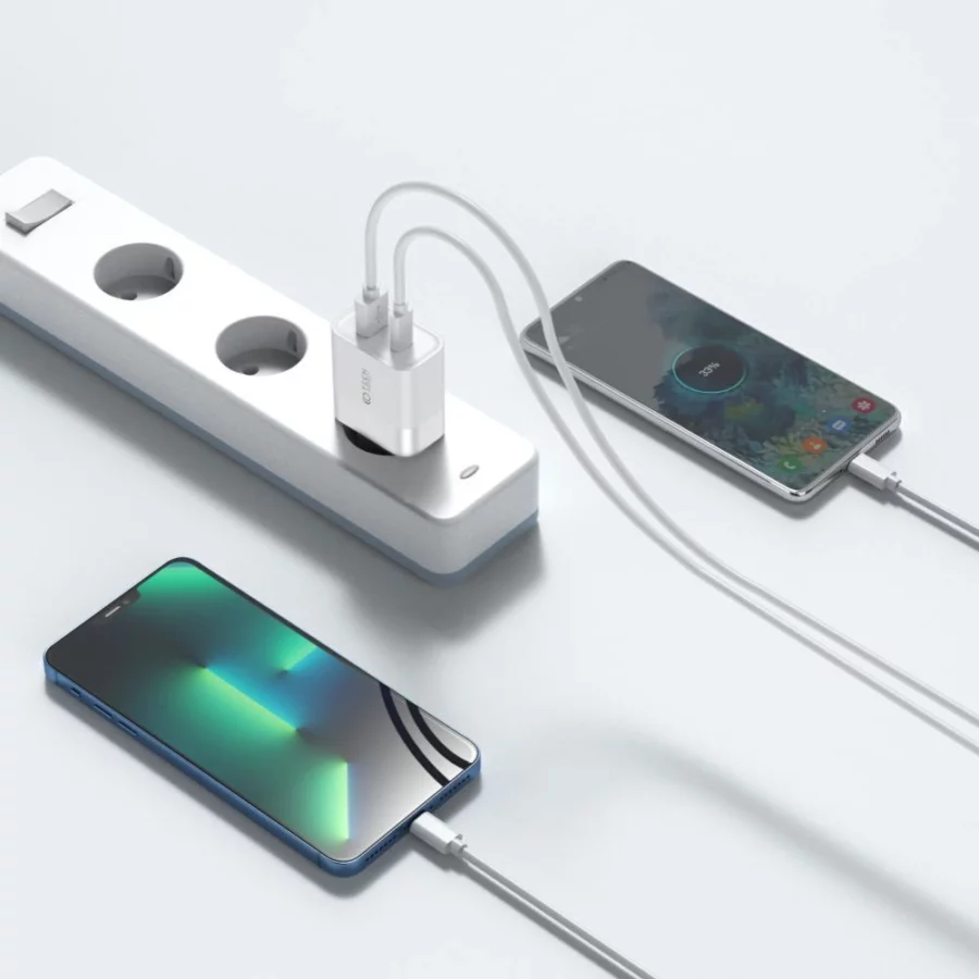 Ładowarka Tech-Protect C30W sieciowa USB-C PD 30W / USB-A QC 3.0 - biała