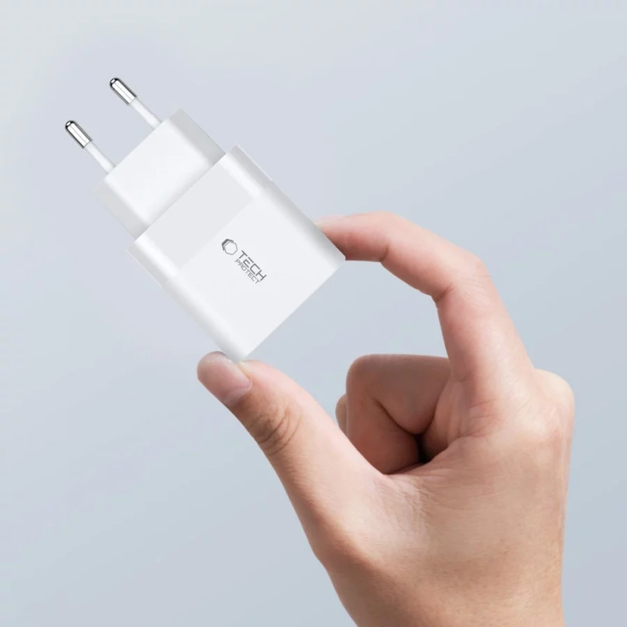 Ładowarka Tech-Protect C30W sieciowa USB-C PD 30W / USB-A QC 3.0 - biała