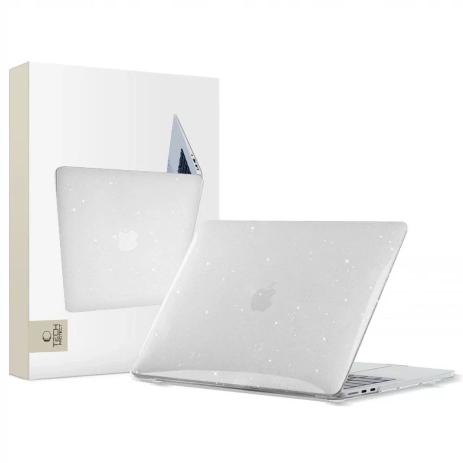 Etui Tech-Protect SmartShell na MacBook Air 13" M2 / M3 / 2022-2024 - przezroczysto-brokatowe