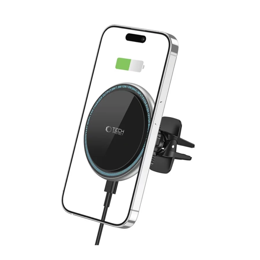 Uchwyt Tech-Protect A2 samochodowy na telefon z ładowarką indukcyjną MagSafe 15W na kratkę nawiewu - czarny