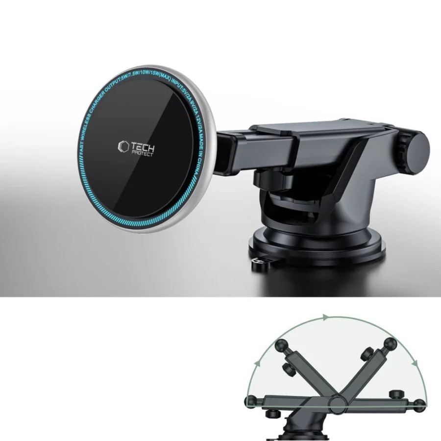 Uchwyt Tech-Protect A2 samochodowy na telefon z ładowarką indukcyjną MagSafe 15W na kokpit - czarny