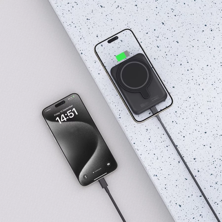 Powerbank Tech-Protect LifeMag PB10 z MagSafe 5000mAh 15W port USB-C - czarny + kabel USB-C