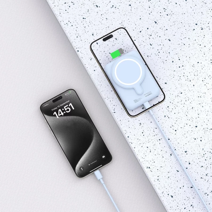 Powerbank Tech-Protect LifeMag PB10 z MagSafe 5000mAh 15W port USB-C - niebieski + kabel USB-C