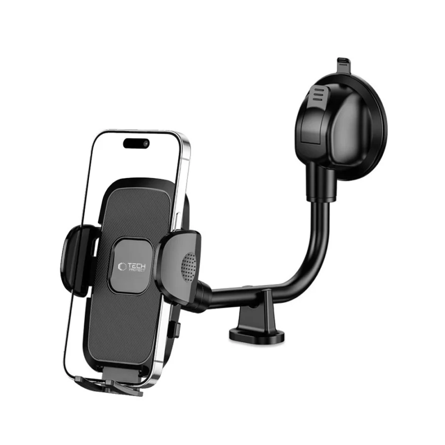 Uchwyt Tech-Protect V3 z długim ramieniem na telefon do samochodu na szybę przednią / kokpit - czarny