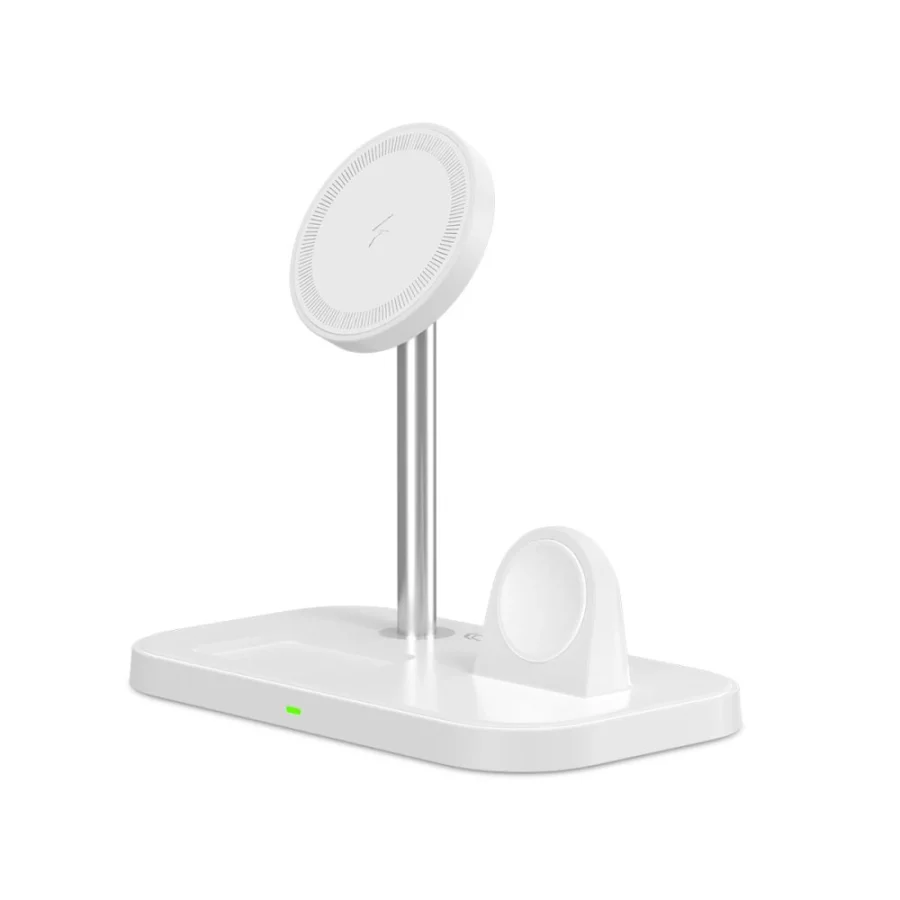 Ładowarka Tech-Protect QI15W-A22 indukcyjna MagSafe ze stojakiem 3w1 MagSafe na smartfon / Apple Watch / AirPods - biała