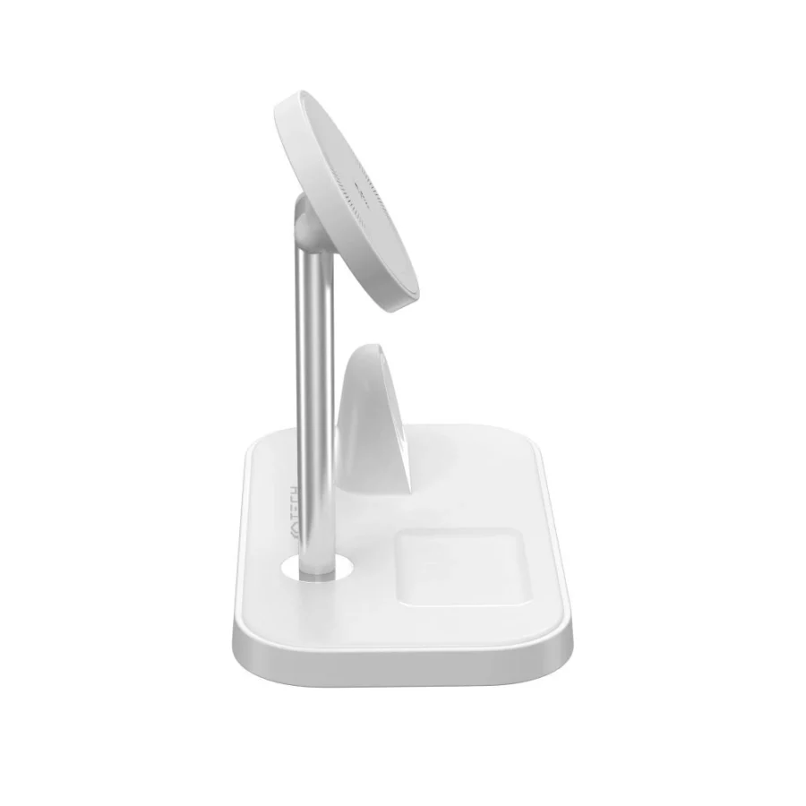 Ładowarka Tech-Protect QI15W-A22 indukcyjna MagSafe ze stojakiem 3w1 MagSafe na smartfon / Apple Watch / AirPods - biała