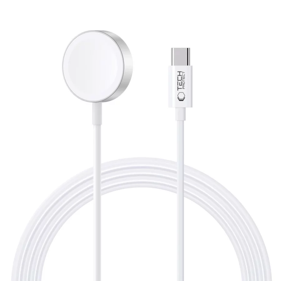 Ładowarka Tech-Protect UltraBoost indukcyjna magnetyczna ze złączem USB-C do Apple Watch 1.2m - biała