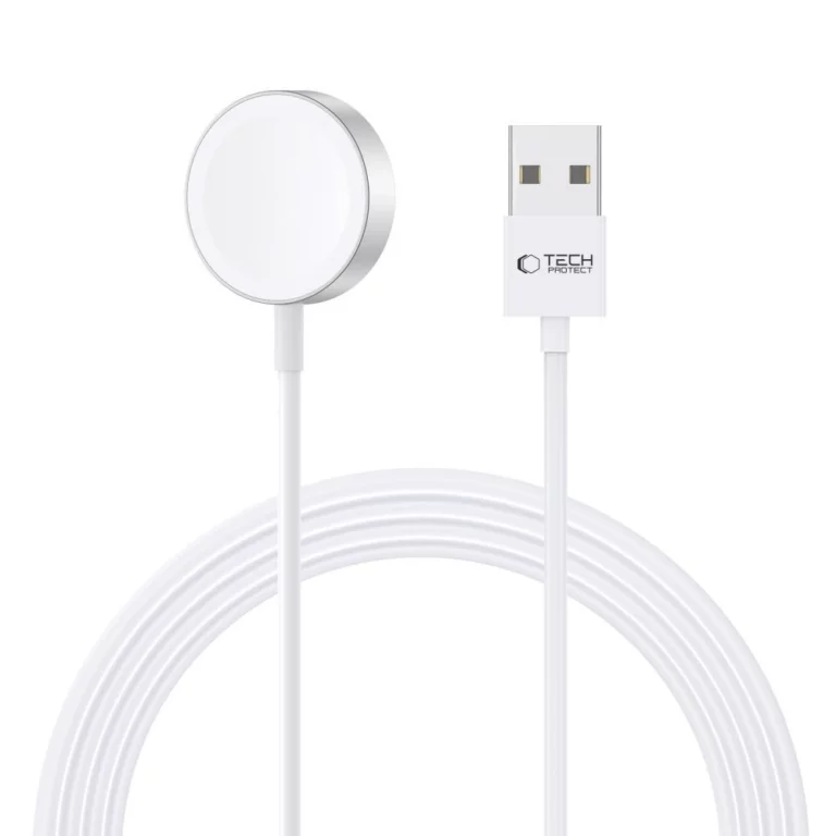 Ładowarka Tech-Protect UltraBoost indukcyjna magnetyczna ze złączem USB-A do Apple Watch 1.2m - biała