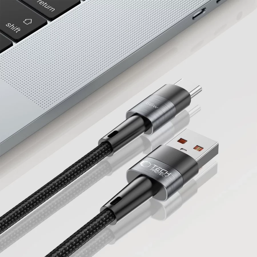 Kabel Tech-Protect UltraBoost USB-C / USB-A 66W 6A 0.25m - szary