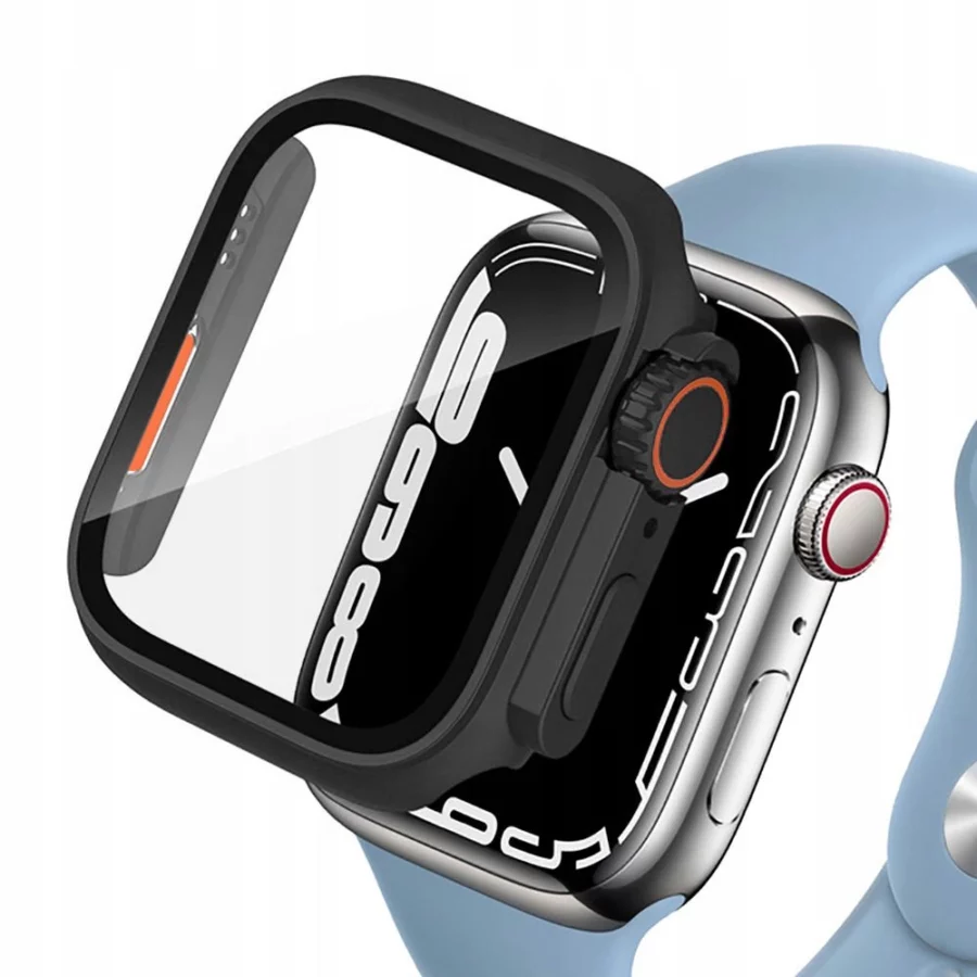 Etui Tech-Protect Defense360 na Apple Watch 44mm - czarno-pomarańczowe