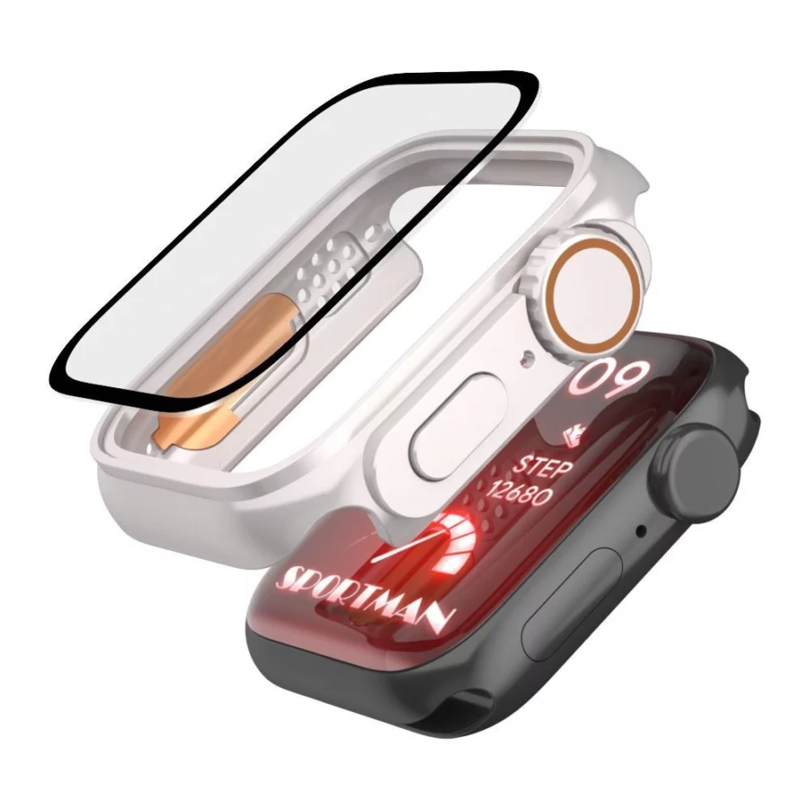 Etui Tech-Protect Defense360 na Apple Watch 44mm - czarno-pomarańczowe