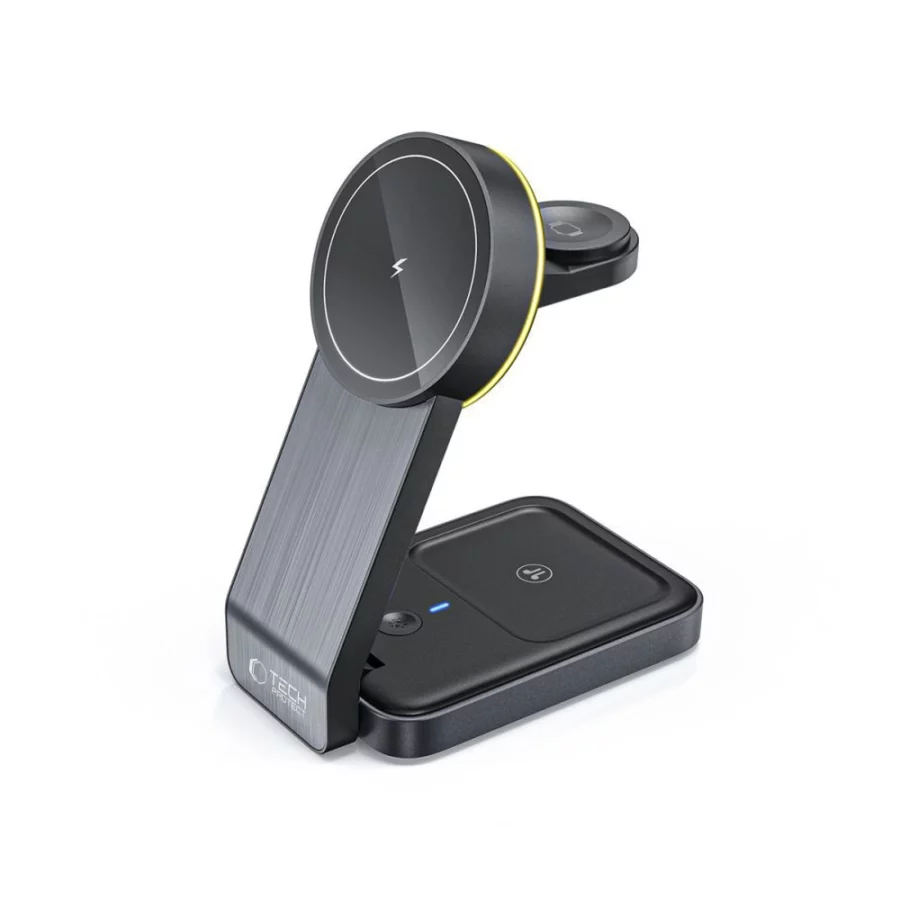 Ładowarka Tech-Protect QI15W-A28 indukcyjna MagSafe 3w1 ze stojakiem na smartfon / Apple Watch / AirPods - czarna