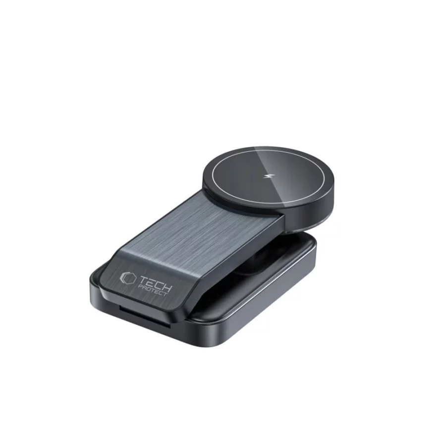 Ładowarka Tech-Protect QI15W-A28 indukcyjna MagSafe 3w1 ze stojakiem na smartfon / Apple Watch / AirPods - czarna