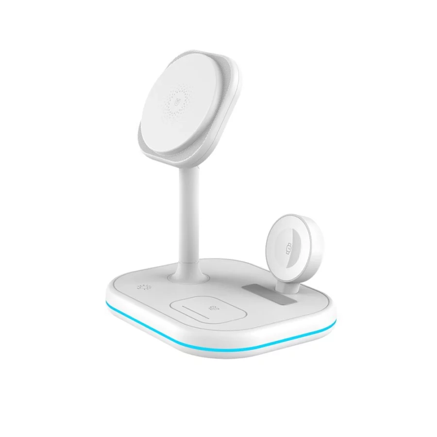 Ładowarka Tech-Protect QI15W-A27 indukcyjna 3w1 ze stojakiem z MagSafe na smartfon / Apple Watch / AirPods - biała