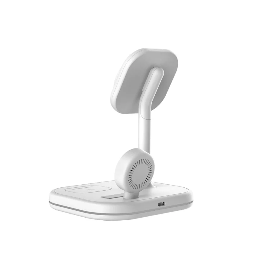 Ładowarka Tech-Protect QI15W-A27 indukcyjna 3w1 ze stojakiem z MagSafe na smartfon / Apple Watch / AirPods - biała