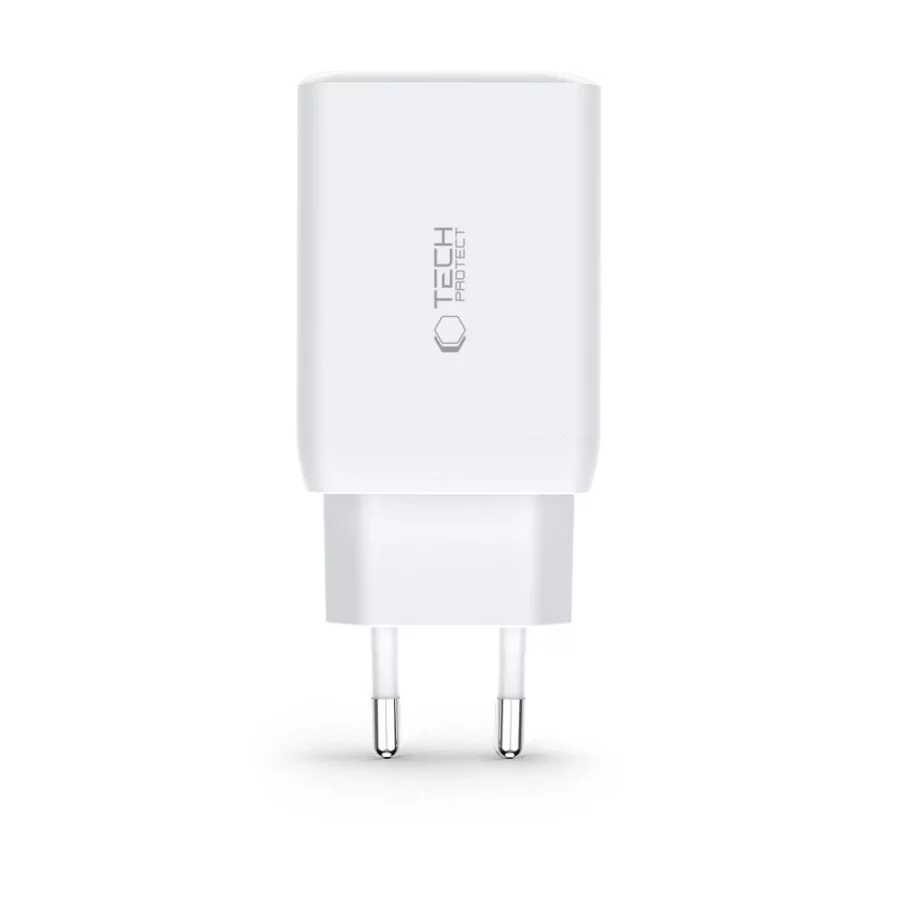 Ładowarka Tech-Protect C65W sieciowa 2x USB-C PD 65W / USB-A QC 3.0 - biała