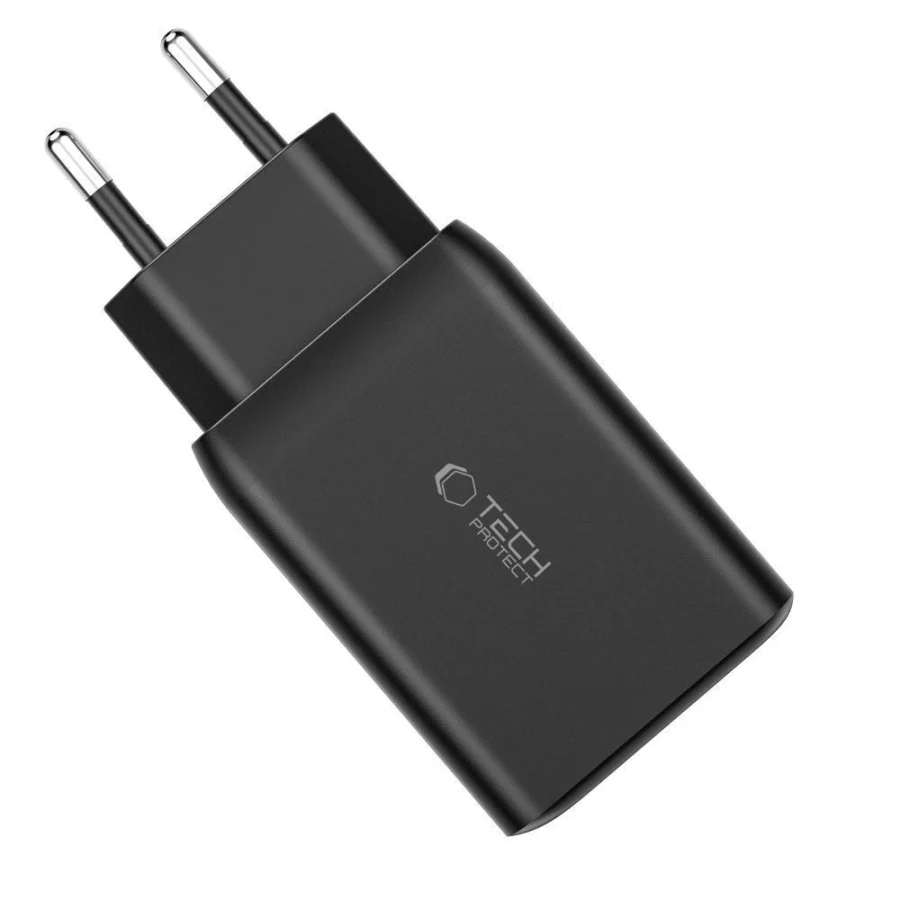 Ładowarka Tech-Protect C65W sieciowa 2x USB-C PD 65W / USB-A QC 3.0 - czarna