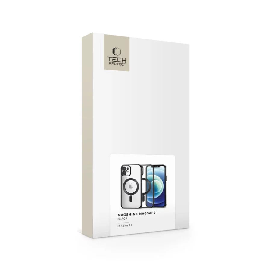 Etui Tech-Protect MagShine Line MagSafe na iPhone 12 - czarne