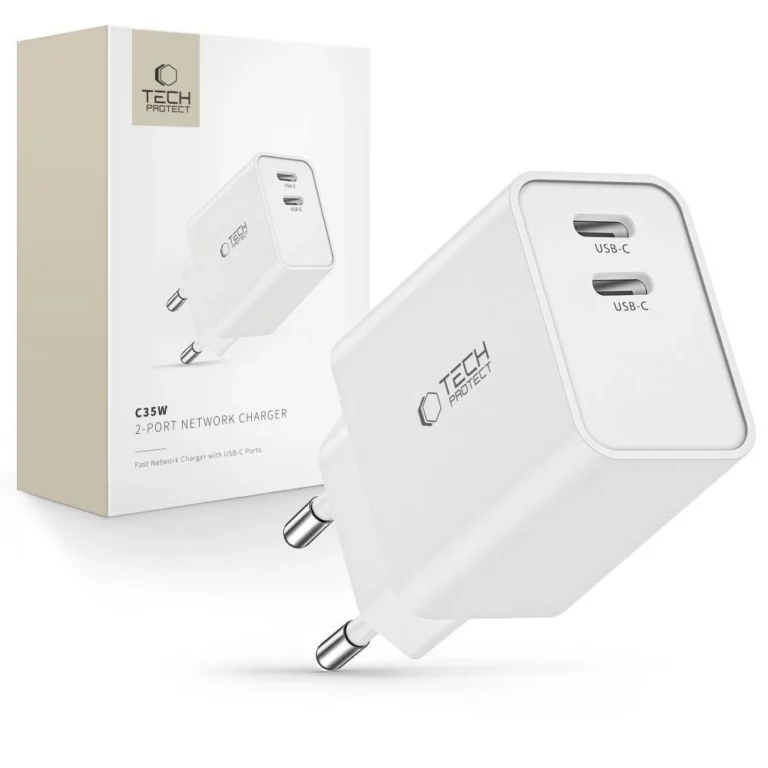 Ładowarka Tech-Protect C35W sieciowa 2x USB-C PD 35W - biała