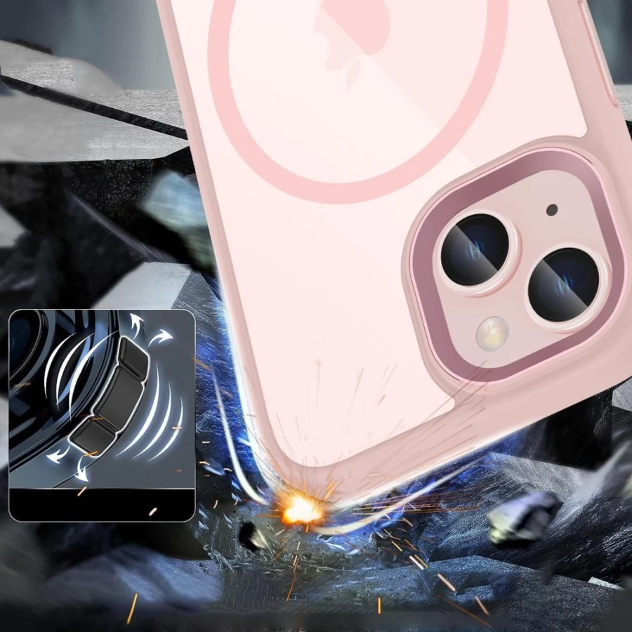 Etui Tech-Protect MagMat MagSafe na iPhone 15 - przezroczysto-różowy