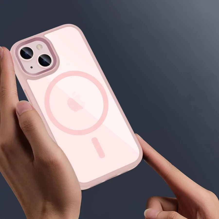 Etui Tech-Protect MagMat MagSafe na iPhone 15 - przezroczysto-różowy