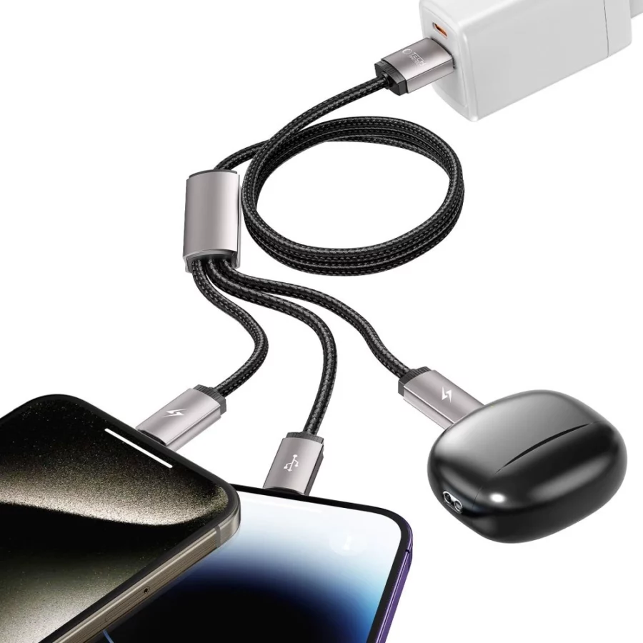 Kabel Tech-Protect UltraBoost 3w1 USB-A - Lightning / USB-C / micro USB 3.5A 1m - szary