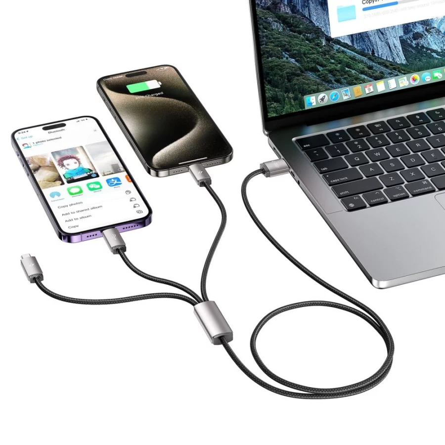 Kabel Tech-Protect UltraBoost 3w1 USB-A - Lightning / USB-C / micro USB 3.5A 1m - szary