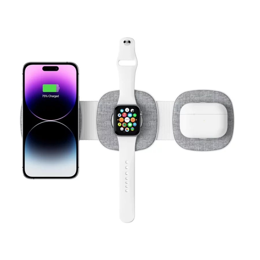 Ładowarka Tech-Protect QI15W-A32 indukcyjna 3w1 z MagSafe na smartfon / Apple Watch / AirPods - szara
