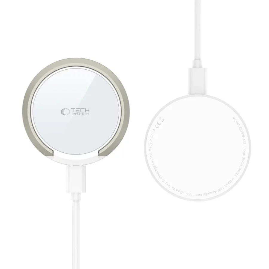 Ładowarka Tech-Protect QI15W-A33 indukcyjna z MagSafe i podstawką z kablem USB-A / USB-C - biała