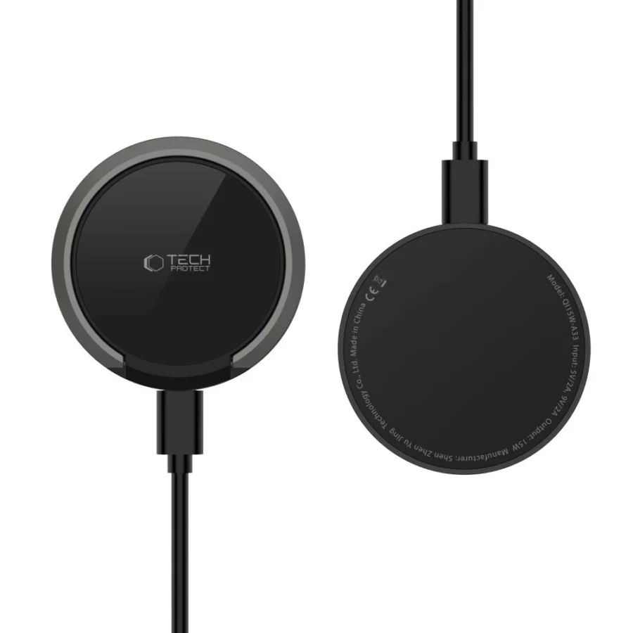 Ładowarka Tech-Protect QI15W-A33 indukcyjna z MagSafe i podstawką z kablem USB-A / USB-C - czarna