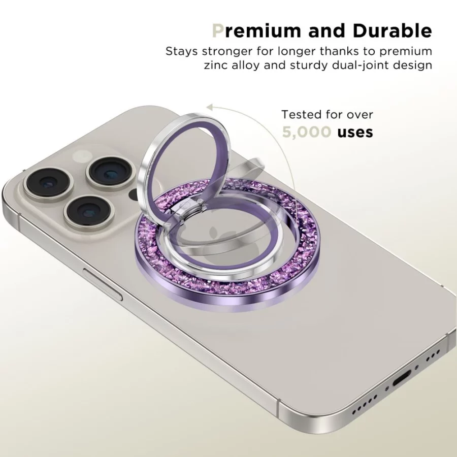 Uchwyt / ring Tech-Protect MMR200 magnetyczny z MagSafe - fioletowy z kryształkami