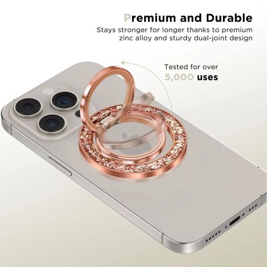 Uchwyt / ring Tech-Protect MMR200 magnetyczny z MagSafe - różowy z kryształkami