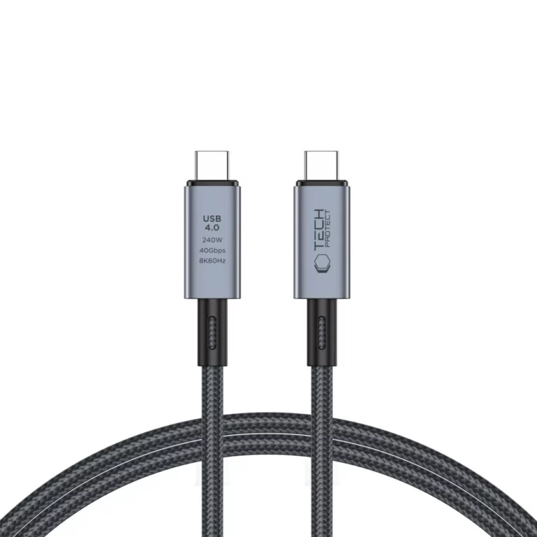 Kabel Tech-Protect UltraBoost Max USB-C 4.0 / USB-C 4.0 PD 240W 8K 40Gbps 1m - szary