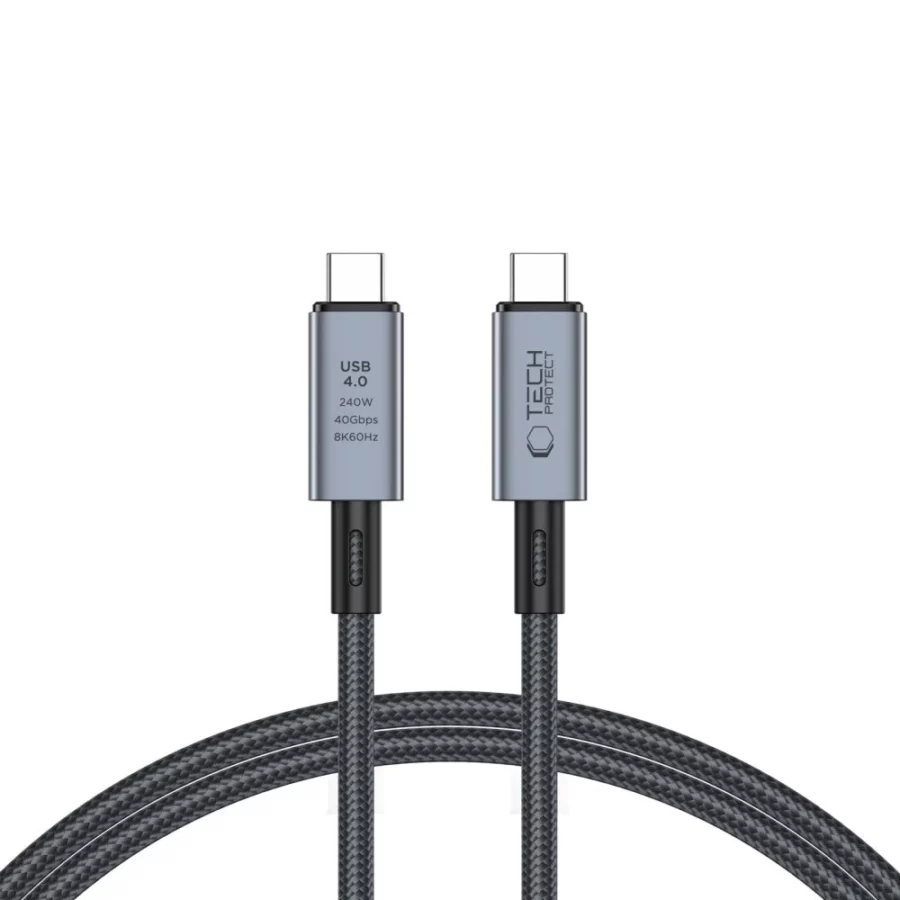 Kabel Tech-Protect UltraBoost Max USB-C 4.0 / USB-C 4.0 PD 240W 8K 40Gbps 1m - szary