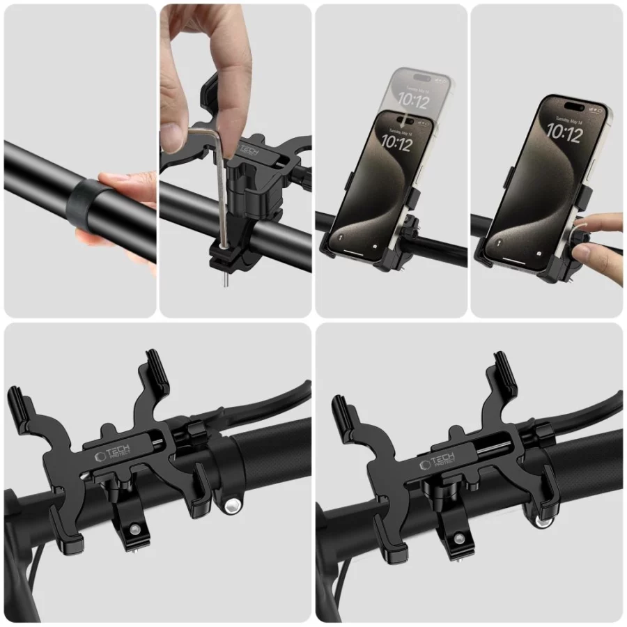 Uchwyt Tech-Protect V3 rowerowy na telefon na kierownicę - czarny