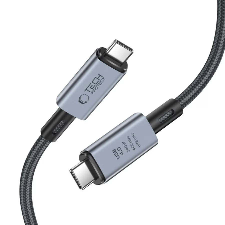 Kabel Tech-Protect UltraBoost Max USB-C 4.0 / USB-C 4.0 PD 240W 8K 40Gbps 2m - szary
