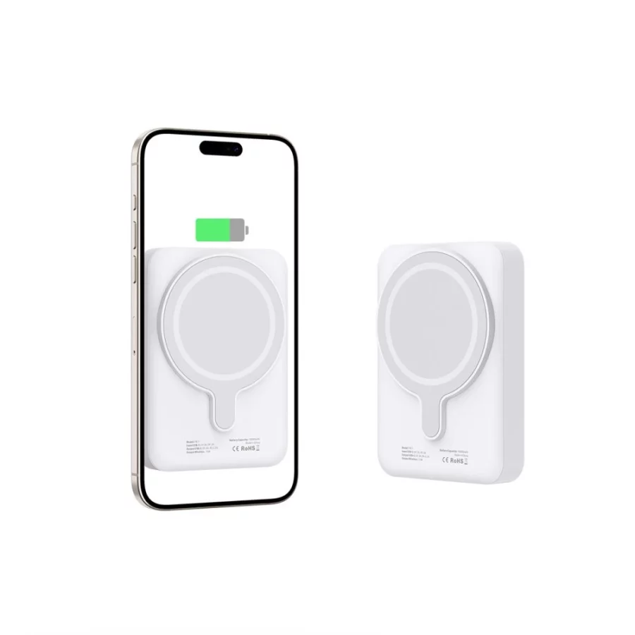 Powerbank Tech-Protect LifeMag PB11 z MagSafe 10000mAh 15W port USB-C - biały + kabel USB-C